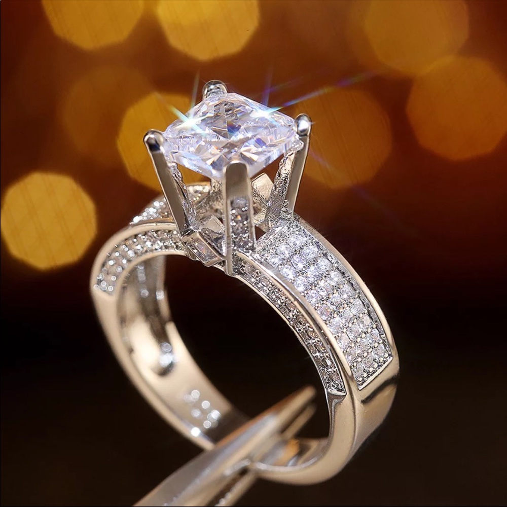 New Luxury Square Cut Popular Women’s Diamond Ring - Picture 3 of 6